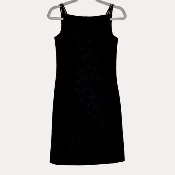 Sangria Petite Beaded Sheath Dress Square Neck Black 4P bv - Picture 1 of 10